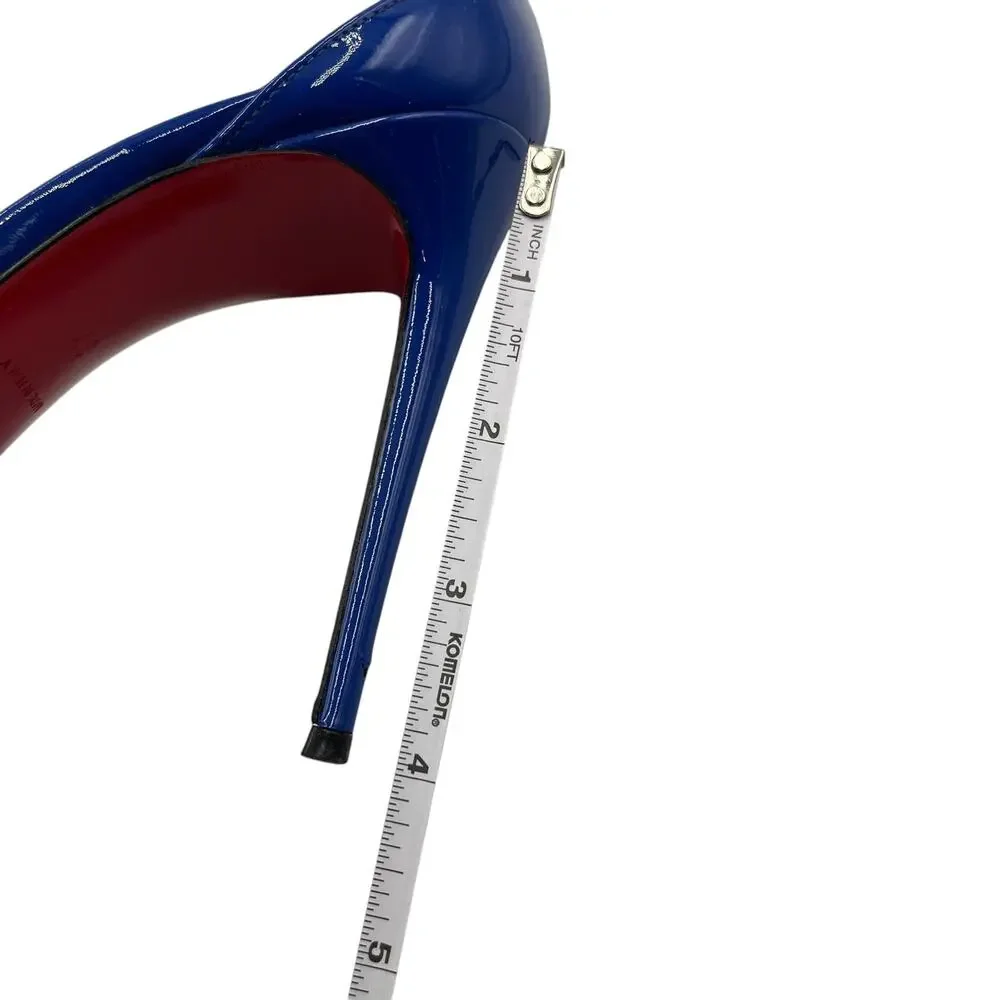 Christian Louboutin Pumps Heels Cross Blake 100 Patent Leather Electric Blue 37
